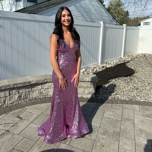Jovani purple sequin prom dress size 4